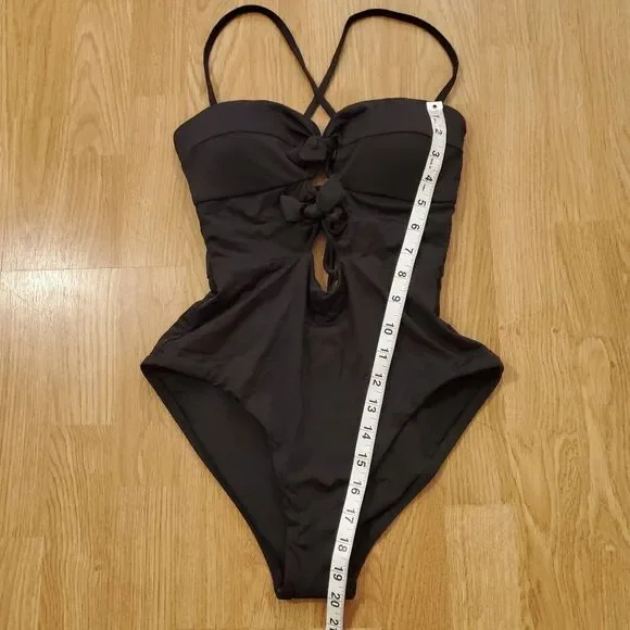NEW! BECCA Double Tie Front One-piece Swimsuit size Small in Black